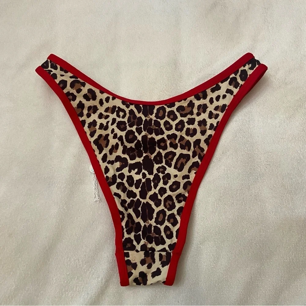 New! Frankie's Bikinis Dove Leopard Print Bikini Bottom 1494